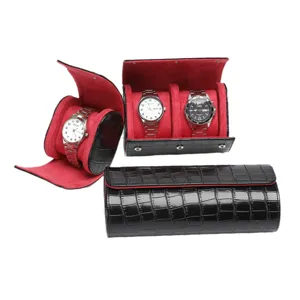 PU leer horloge roll box krokodil patroon reizen horloge opslag etui voor mannen
