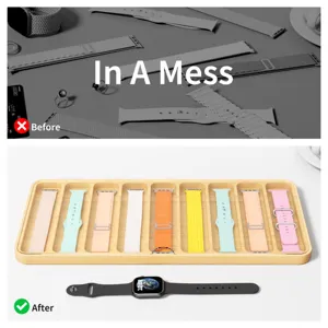 Boîte de rangement en bambou pour bracelets de montres avec plusieurs emplacements organisateur.