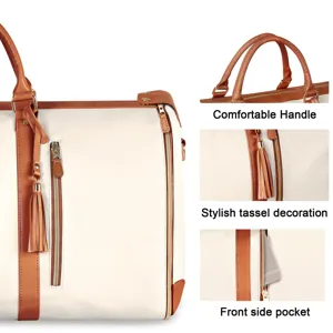 Bolsa de viaje grande para ropa con asa cómoda y borla elegante para viajes de fin de semana.