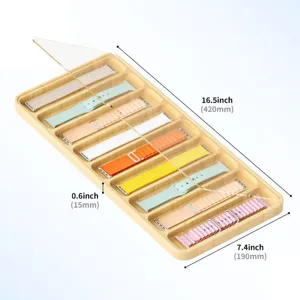 Plateau de rangement en bois pour bracelets de montre avec couvercle acrylique transparent