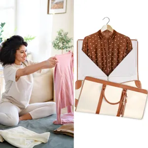 Moderna bolsa de ropa para viaje detalle, gran estuche para traje de cuero PU práctica