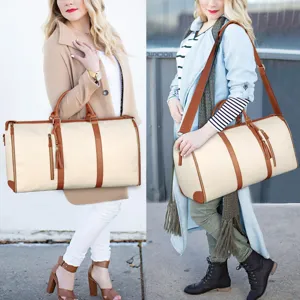 Bolso de viaje grande de cuero PU para mujer, elegante bolsa de fin de semana.
