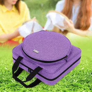 Gran bolsa de almacenamiento de herramientas de bordado organizador morado con cremalleras