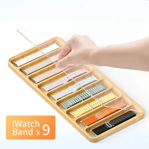 Boîte de Rangement pour Bracelet de Montre en Bois Multi Grille Plateau de Présentation Support de Bracelets Avec Couvercle Antipoussière en Acrylique