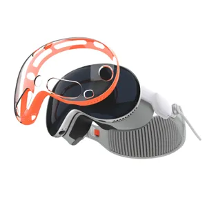 Gedetailleerd overzicht van de transparante oranje beschermhoes voor VR-headset van TPU en PC.
