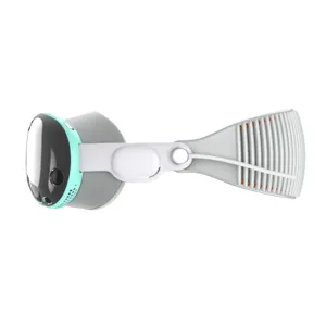 Close-up detailweergave van de mintgroene en witte beschermhoes voor VR-headsetaccessoire.