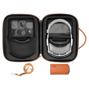 Custodia di archiviazione compatibile con visore VR, borsa in pelle con tracolla e borsetta.