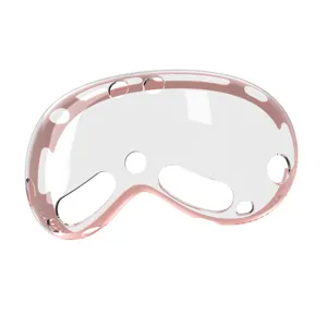 Transparante roze beschermhoes voor Apple Vision Pro, duurzaam TPU- en PC-materiaal.