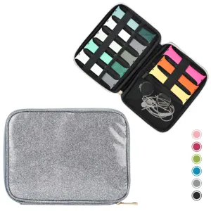 Glitter horlogeband opbergtas draagbare elektronica organisator voor kabels en bandjes.