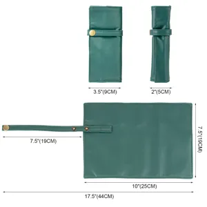 Bolsa de almacenamiento de reloj de cuero PU verde estuche de viaje para correa con broche
