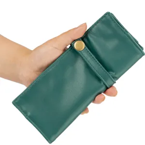 Bolsa de almacenamiento de reloj de cuero PU verde, organizador de correa portátil.