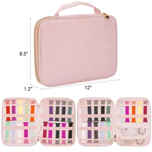Detailed view of the pink watch band storage organizer showing multi-slot interior structure.