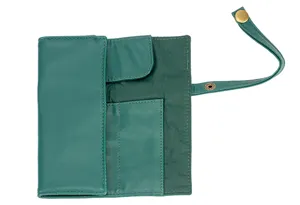 Bolsa de almacenamiento de correa de reloj de cuero PU verde oscuro organizador de viaje detalle