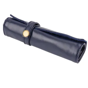 Bolsa de viaje de cuero PU azul marino para reloj estuche organizador de correa