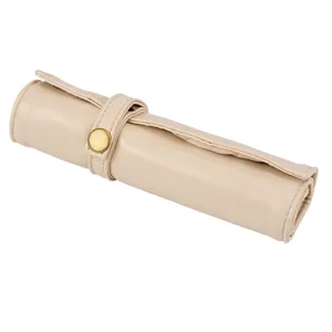 Bolso de almacenamiento de reloj de cuero PU beige organizador de correa de viaje