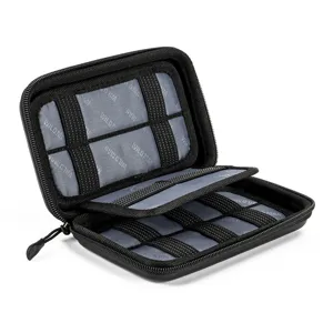 Custodia compatta nera in EVA per cinturino orologio con tasche interne vista dettaglio.
