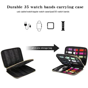 Durable 35 watch bands carrying case organizer for apple watch cables and accessories.