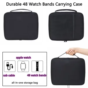 Durable 48 slots watch band carrying case travel portable storage bag for smart watch accessories.