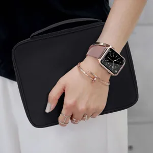 Black smart watch strap storage bag travel portable organizer case holder box 48 slots