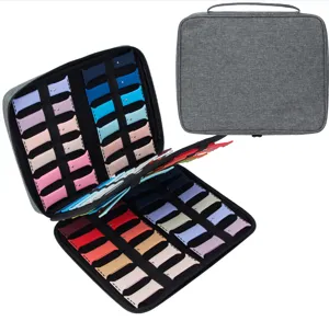 Portable grey watch strap storage bag, multi slot travel organizer for smart watch bands.