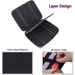 Portable 48 slots smart watch band storage bag travel organizer with inner velvet layers.