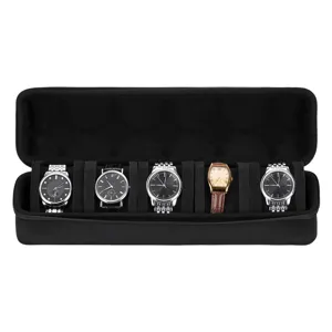 Draagbare harde horloge opbergdoos met 5 vakken, beschermende reisorganizer voor heren.