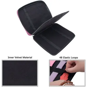 Portable 48 slots smartwatch strap storage bag travel organizer with inner velvet material.