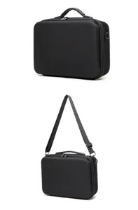 Black hard shell carrying case and storage bag for DJI Mini 4 Pro drone accessories.