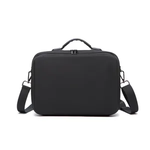 Black hard shell storage bag portable shoulder messenger case for digital accessories