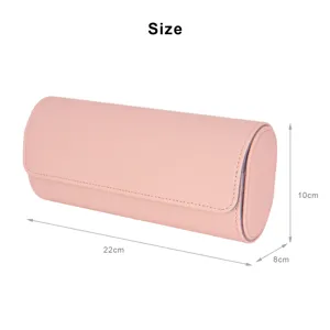 Tragbare PU Leder Uhrenbox, zylindrischer Schmuck Organizer Koffer für Reisen und Aufbewahrung.