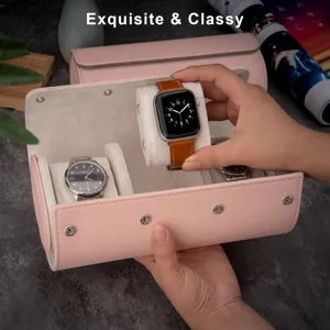 Tragbare Vintage Leder Uhrenrolle Aufbewahrungsbox, stilvolles Etui für Smart- und klassische Uhren.