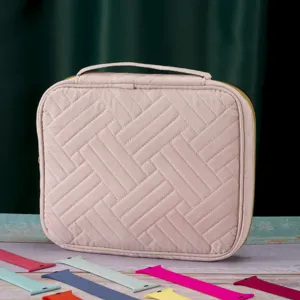 Roze gewatteerde pluche opbergtas voor horlogebanden, multifunctionele organizer etui