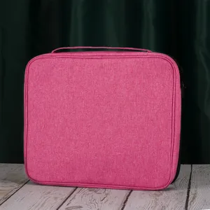 Pink Watch Strap Storage Bag Portable Travel Organizer Case for Smartwatch Bands 48 Slots