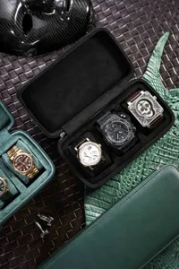 Portable multi-slot watch storage box, luxury mechanical watch travel case and organizer.