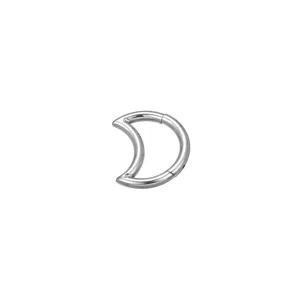 Titanium Alloy Moon Piercing Hoop Earrings Hinged Segment Seamless Rings Geometric Pyramid Stud Body Jewelry For Unisex