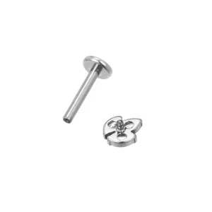 Titanium internal threaded labret stud with clover top body piercing jewelry for cartilage.