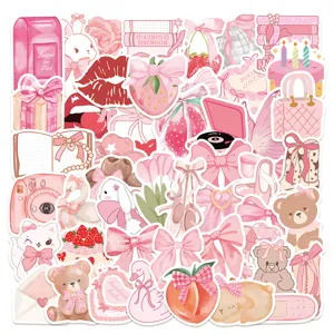 Joli pack d'autocollants roses pour journal, bagages et décoration d'ordinateur DIY.