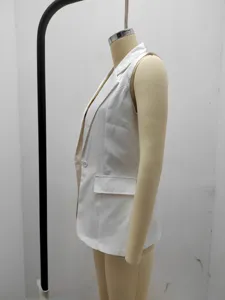 Women Summer Casual Sleeveless Blazer Solid Color Lapel Open Front Suit Vest Top 2024