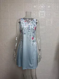 Summer floral print sleeveless V-neck A-line casual mini dress for women daily wear