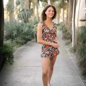 Women floral one piece swimsuit sleeveless v neck cute fruit print swimwear for beach