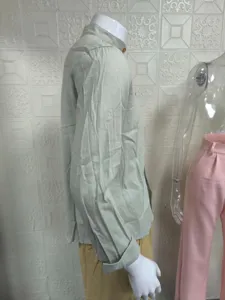 Men casual stand collar long sleeve linen shirt for spring, comfortable and stylish daily wear.
