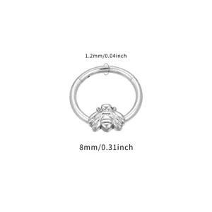 G23 Titanlegierung Biene Pfotenabdruck Piercing Ring Septum Clicker Segment Ring Körperschmuck Helix Ohrring Unisex