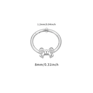 Titanium Alloy Bowknot Hinged Segment Ring Piercing Earring For Women Men Unisex Minimalist Body Jewelry For Helix Daith Septum Conch