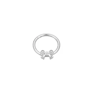 G23 titanium hinged segment clicker ring with a cute bow charm for body piercing and ear studs.