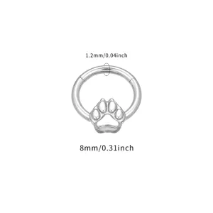 Titanium Pfotenabdruck Segmentring Piercing Körperschmuck 1.2x8mm Knorpel Ohrstecker Hoop