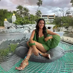 Green mesh long sleeve lace-up backless slim short dress for women sexy resort style