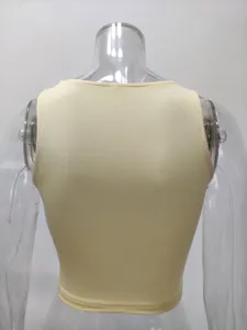 Solid color sleeveless crew neck crop tank top for women summer casual wear basic style