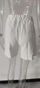 Detail weiße Baumwolle Leinen High Waist Paperbag Shorts lässig weites Bein Damen Sommer