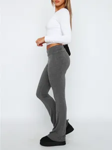 Dames laagste taille uitlopende broek casual effen kleur slim fit voor dagelijks
