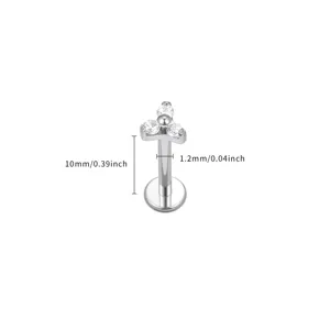 Titan Labret Lippenpiercing Stecker mit Kristall Cluster, 10mm Länge 1.2mm Stärke Schmuck.